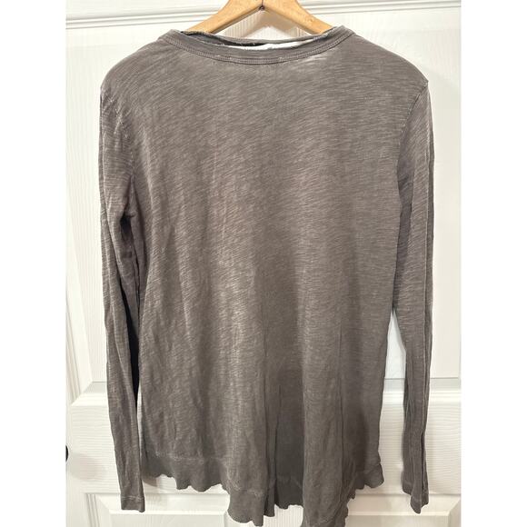 Wilt Double Unfinished Neck Slub Knit Slouchy Tee in Canteen, XS - Picture 8 of 10